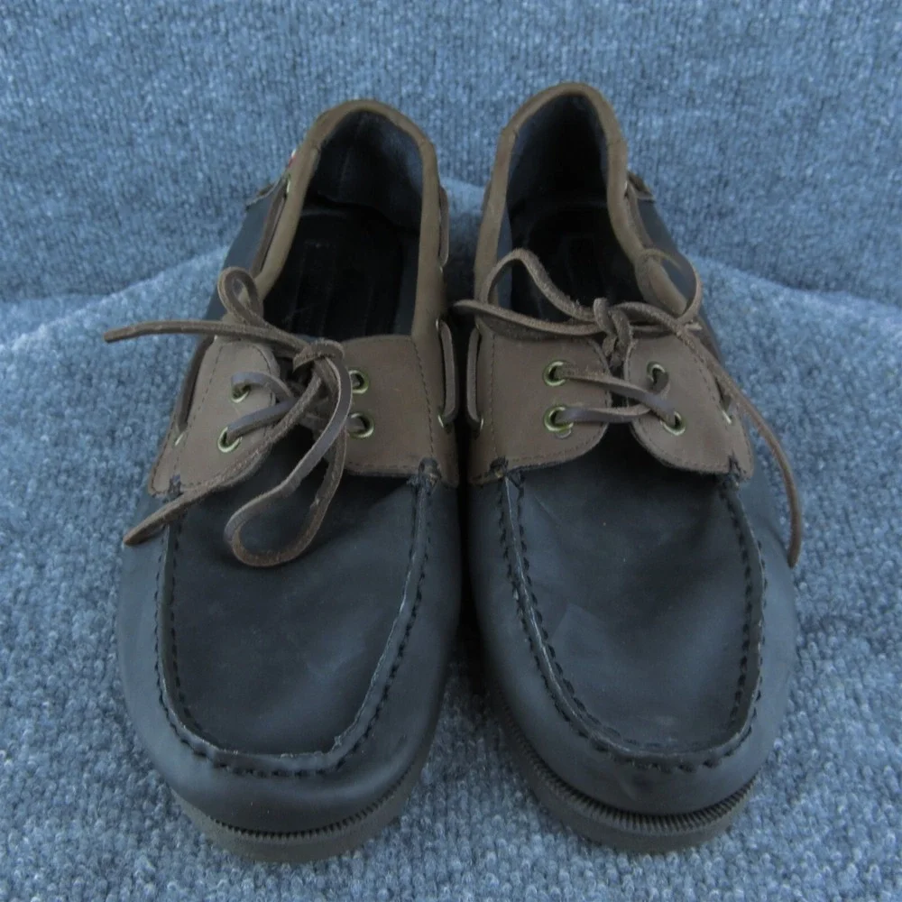 Tommy Hilfiger Bowman Men‎ Boat Shoe Shoes Black Leather Lace Up Size 10 Medium